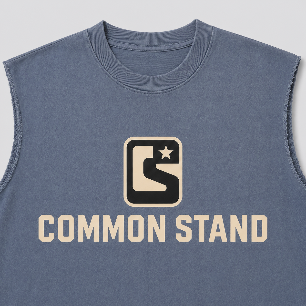 Common Stand — T-shirt sans manches coupe boxy, bleu pierre — vue 3