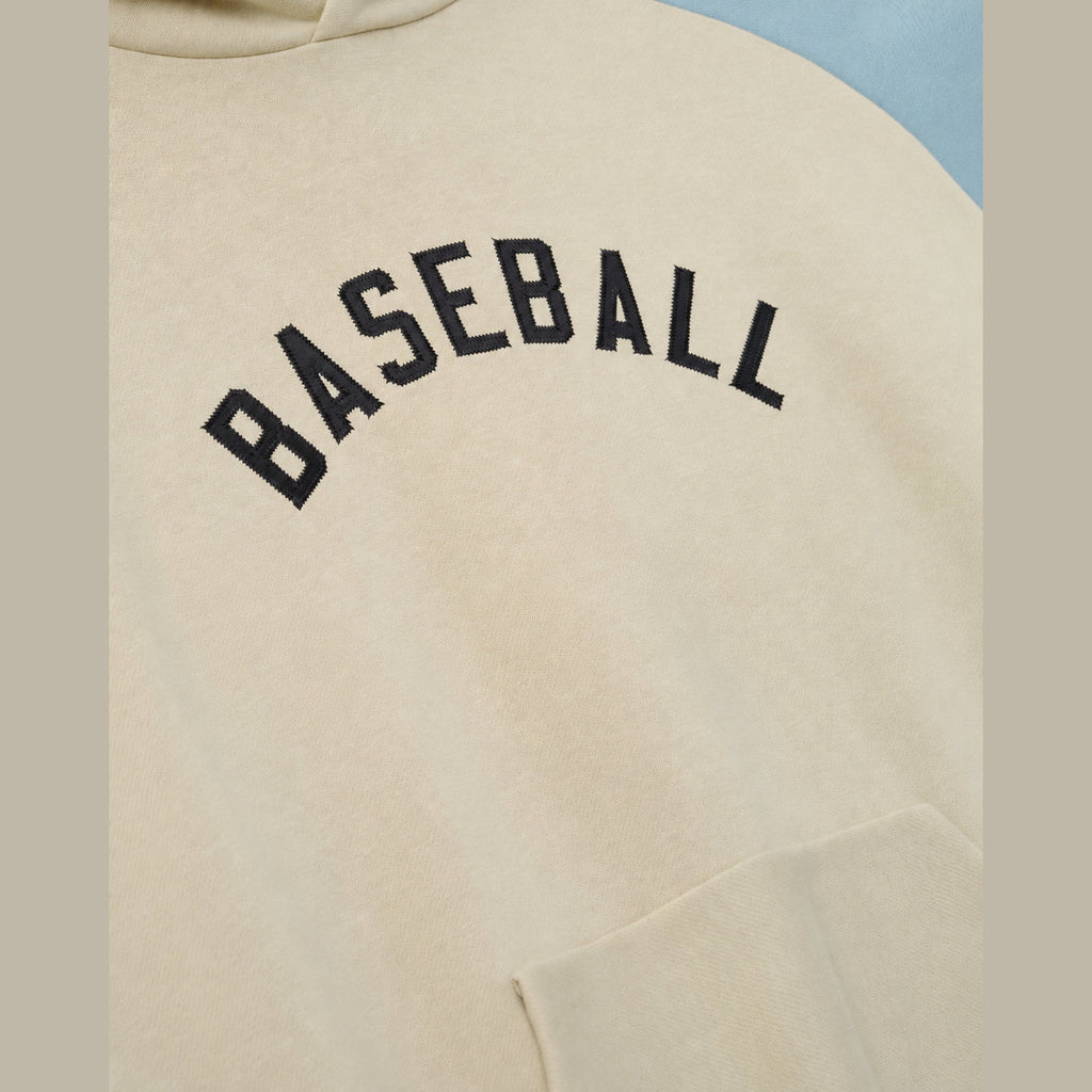 Common Stand — Sweat à capuche raglan Baseball, écru et bleu ciel — vue 4