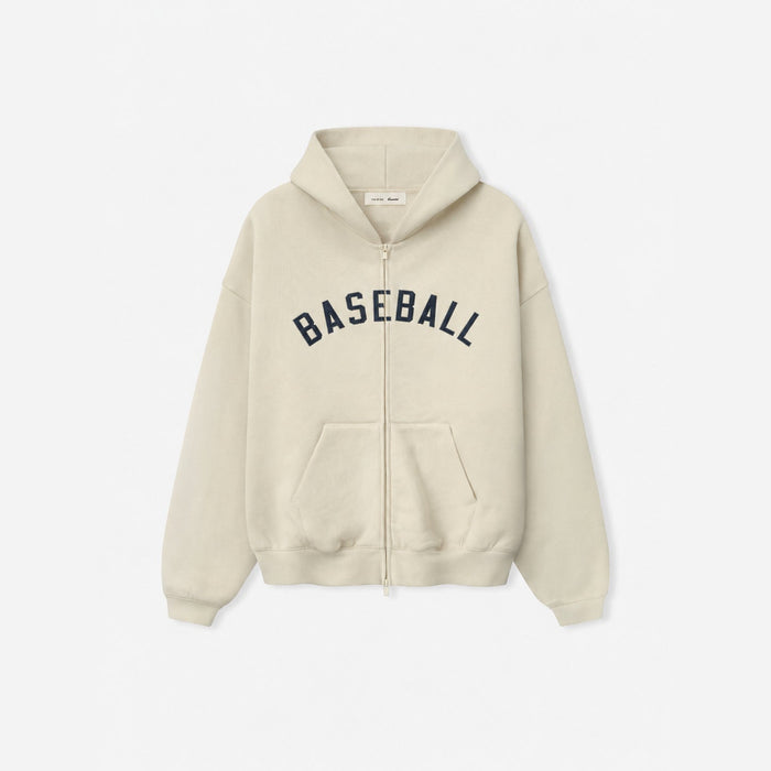 Common Stand — Sweat à capuche zippé Baseball, écru — vue 1