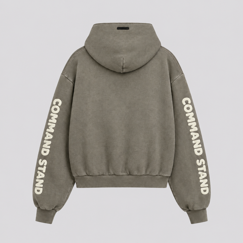 Common Stand — Sweat à capuche court, mousse délavé — vue 2