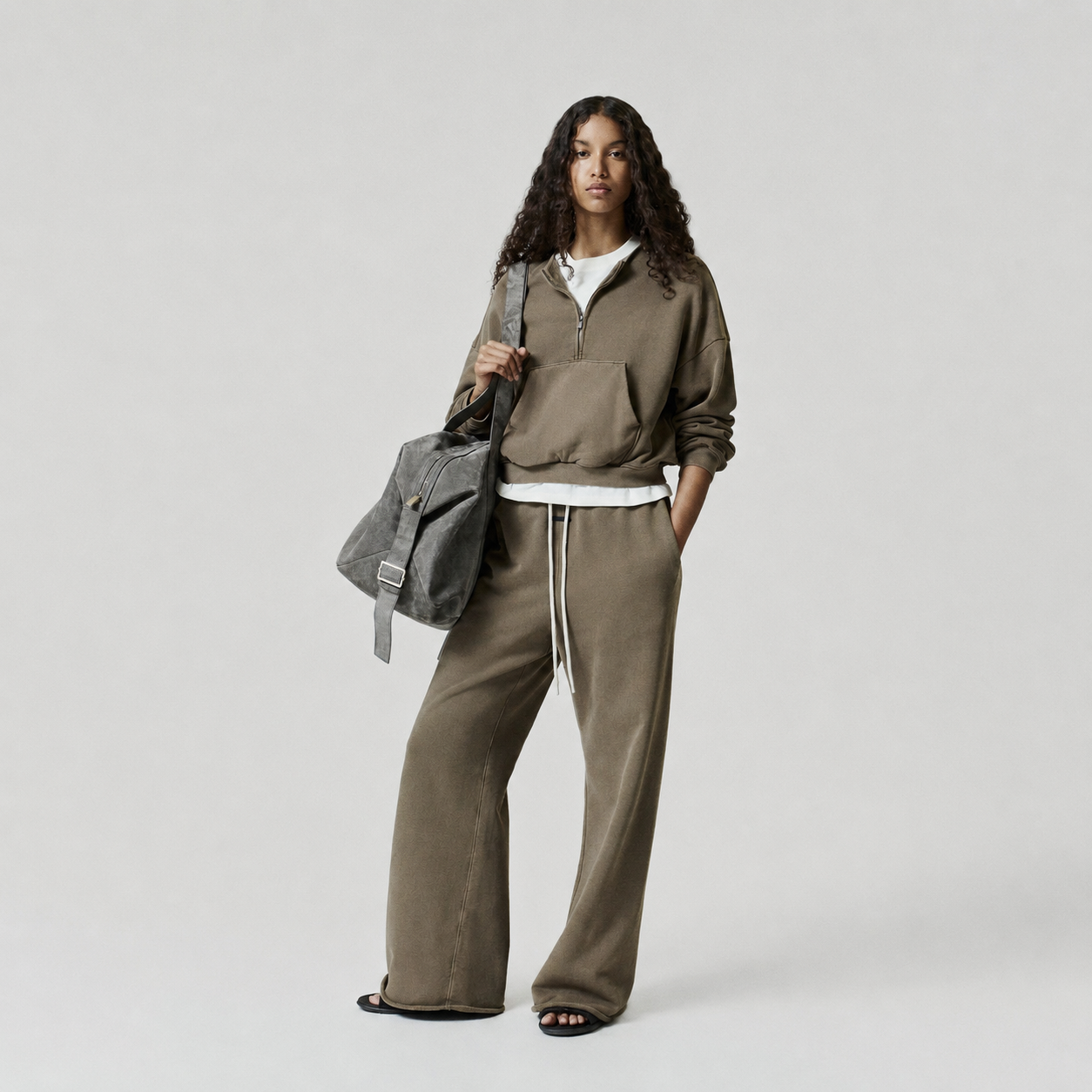 Common Stand — Sweat demi-zip court, mousse délavé — vue 3