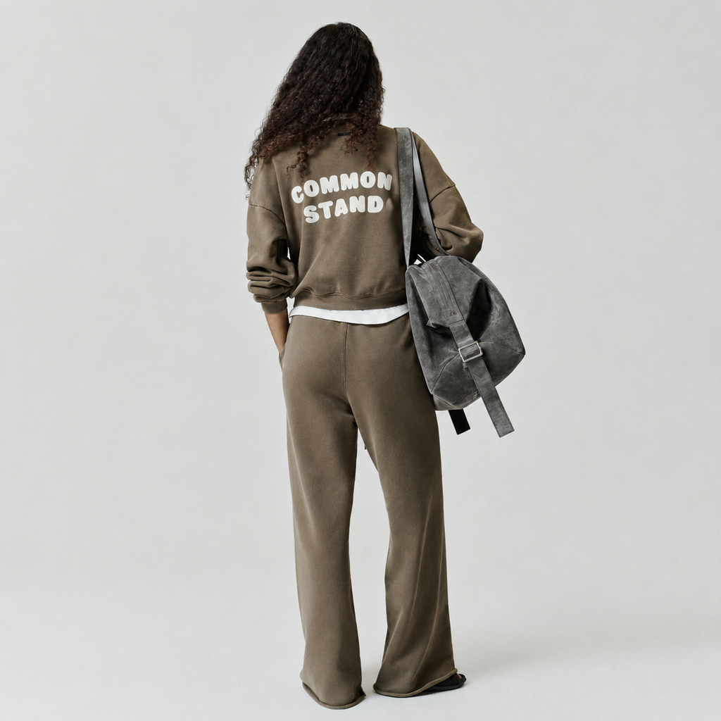 Common Stand — Sweat demi-zip court, mousse délavé — vue 4
