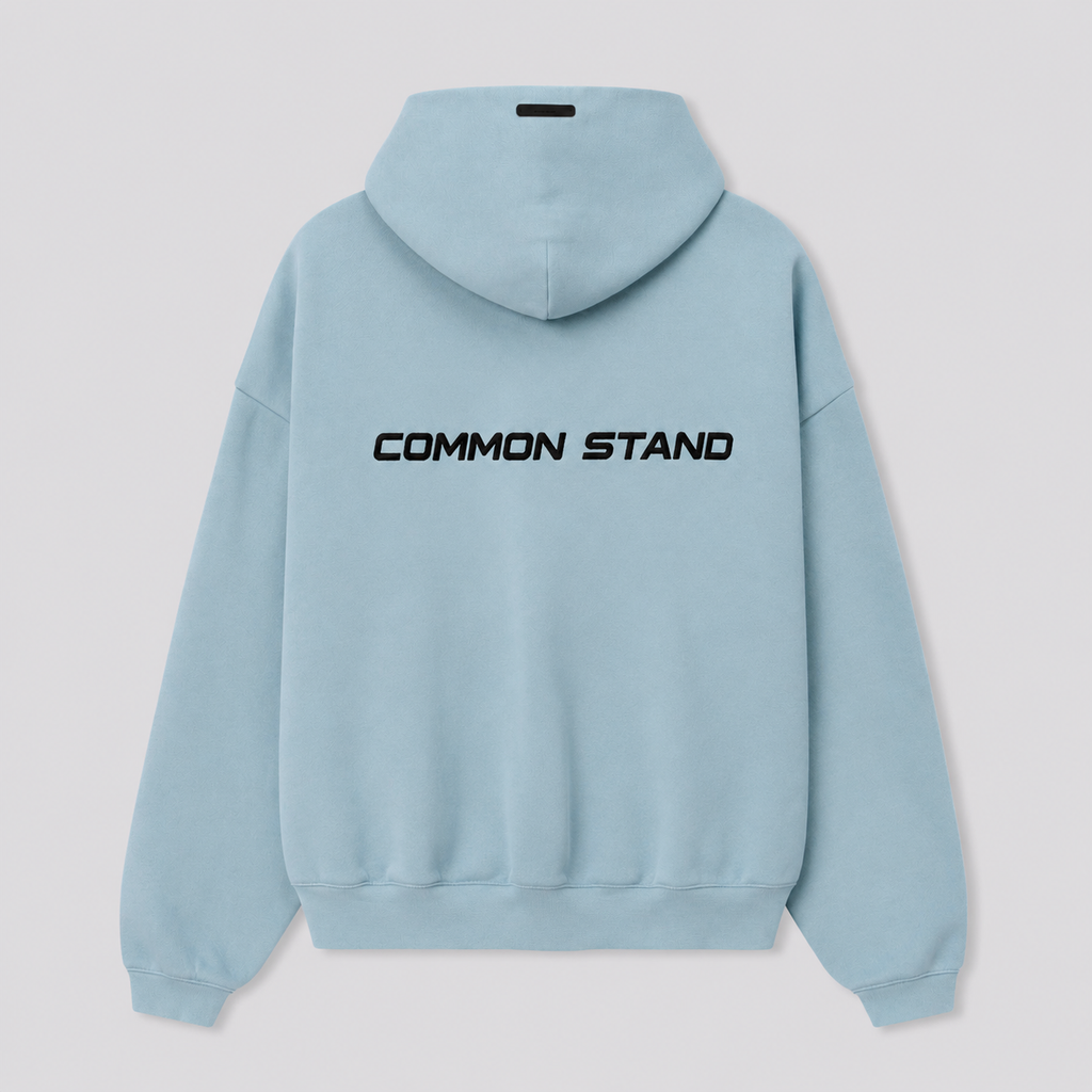 Common Stand — Sweat à capuche zippé, bleu pierre — vue 2