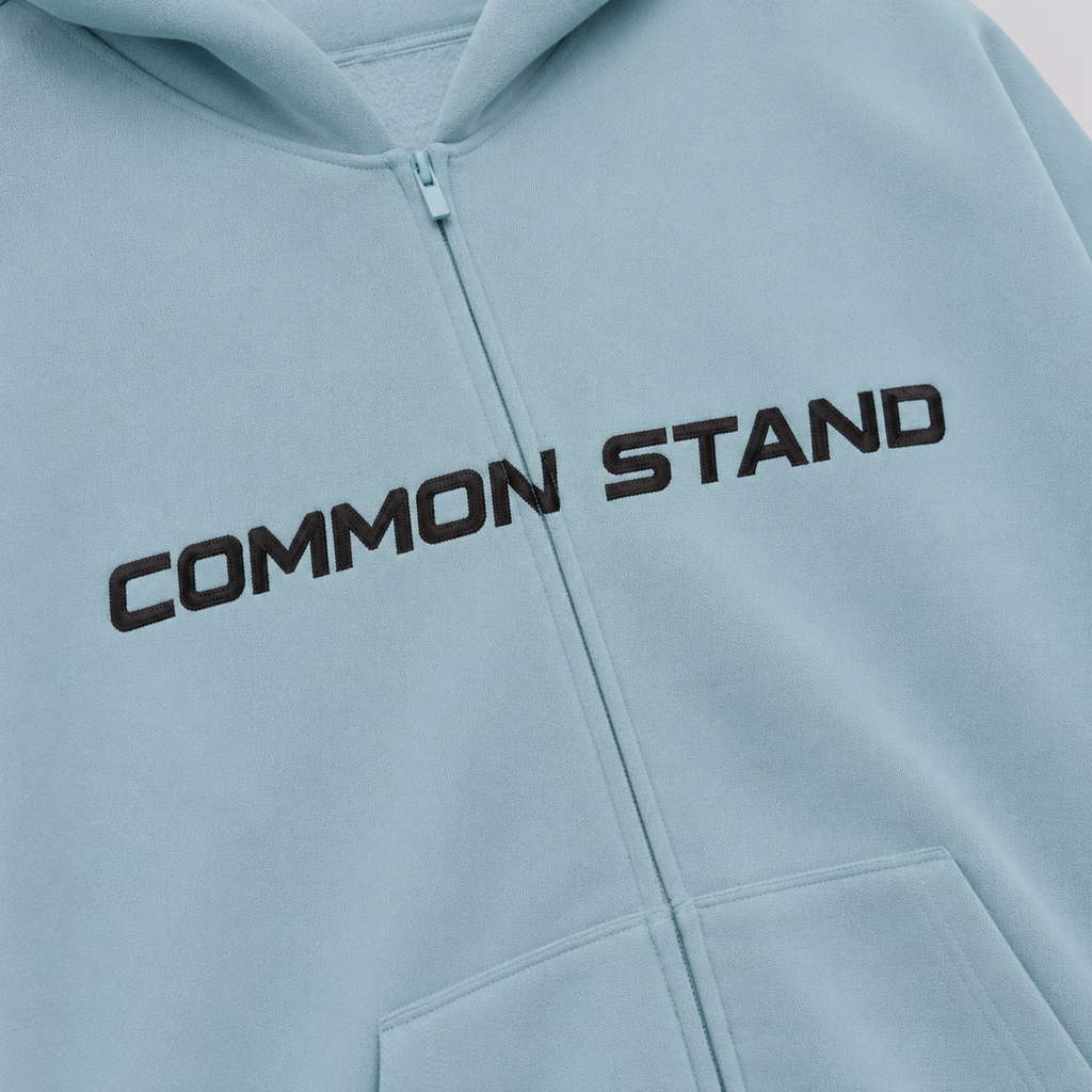 Common Stand — Sweat à capuche zippé, bleu pierre — vue 3
