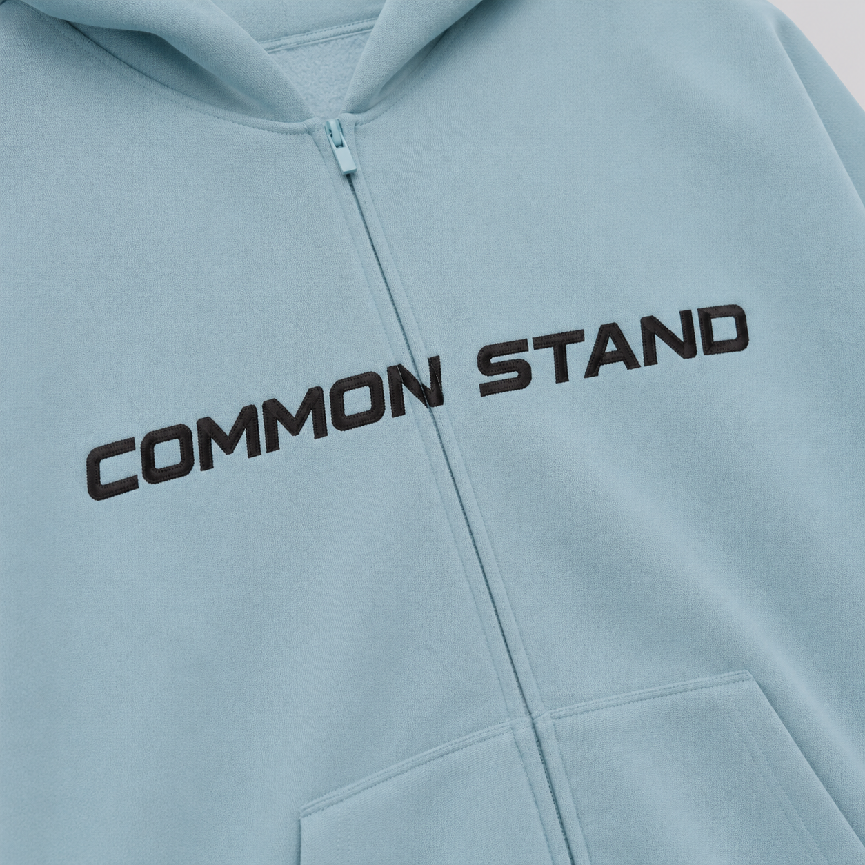 Common Stand — Sweat à capuche zippé, bleu pierre — vue 3